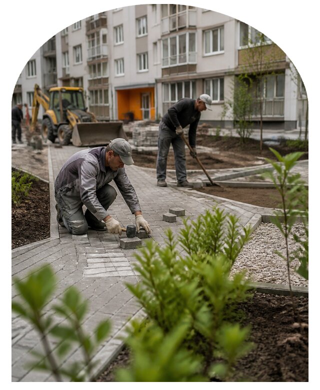 Благоустройство двора многоквартирного дома в Мурманске